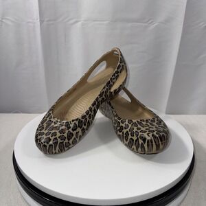 Womens Crocs Boulder Colorado Multicolor  Leopard Animal Print Ballet Flats Sz8